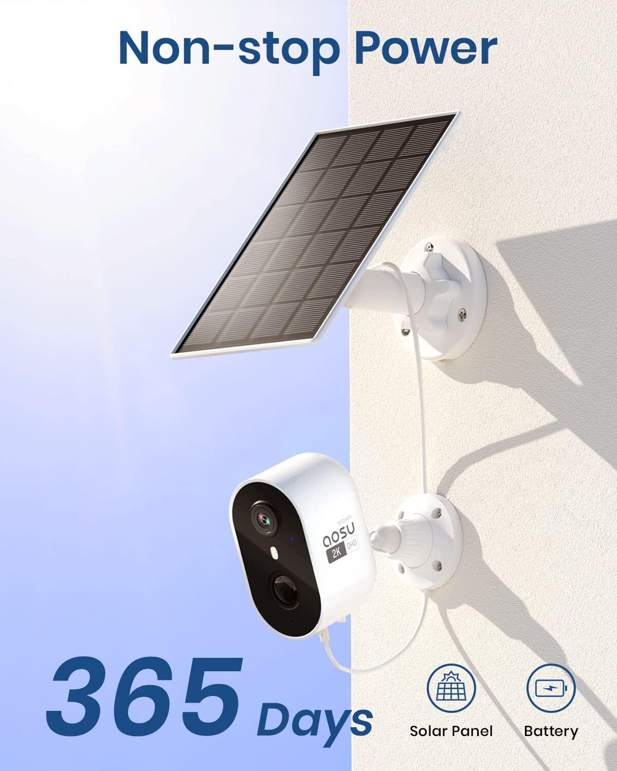 2K Solar Security Cameras Wireless Outdoor, Solar Outdoor Camera for ...