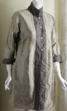 Cupcake Sz S Rich Persian Ethnic Gray Silk Long Embroidered Artsy Aline Jacket