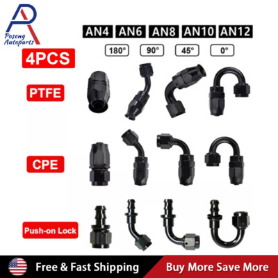4Pcs AN4 AN6 AN8 AN10 AN12 Hose End Fitting Adapter for CPE PTFE Fuel Hose Line
