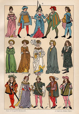 RENAISSANCE COSTUME - Nobles Youth Fashion Court Dress 1896 Antique Print