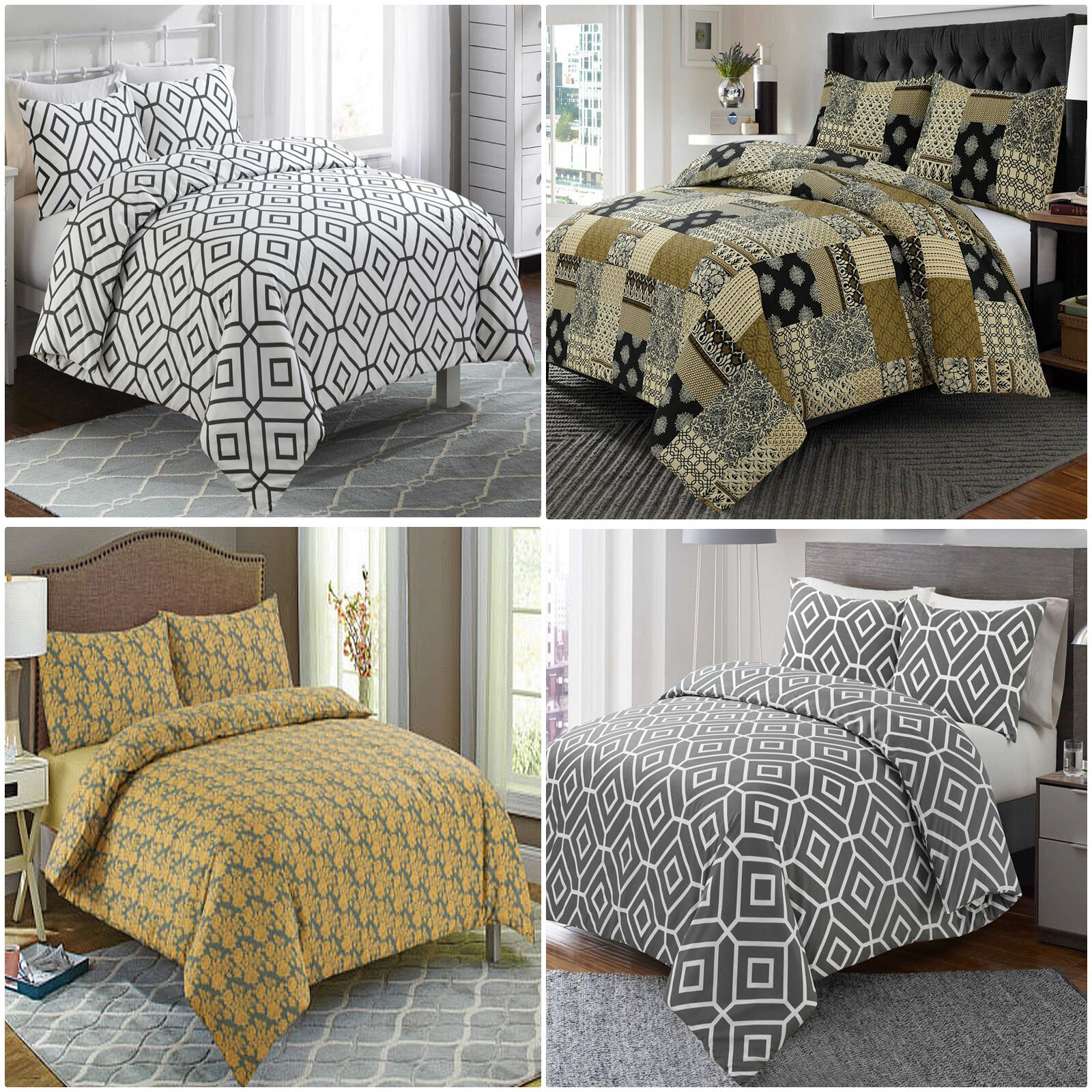 MULTI PRINTED 100 EGYPTIAN COTTON DUVET COVER SINGLE DOUBLE KING SIZE