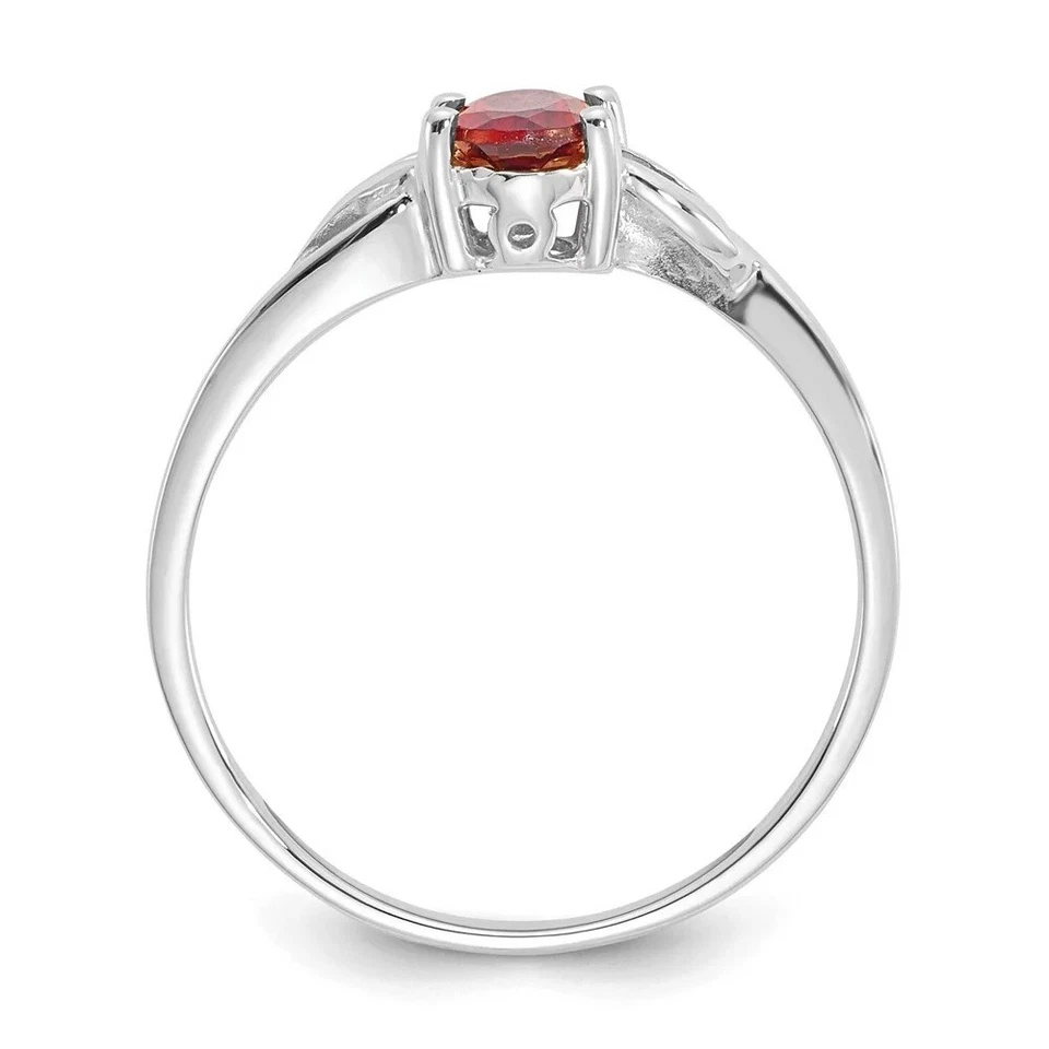 Solitaire Oval Cut Simulated Ruby With Twisted Shank Ring In Pure 10K White Gold - Image 2 of 4