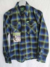 NWT Men's DIXXON 'The Gill-Man' Long Sleeve Snap Up Flannel Shirt Size XS