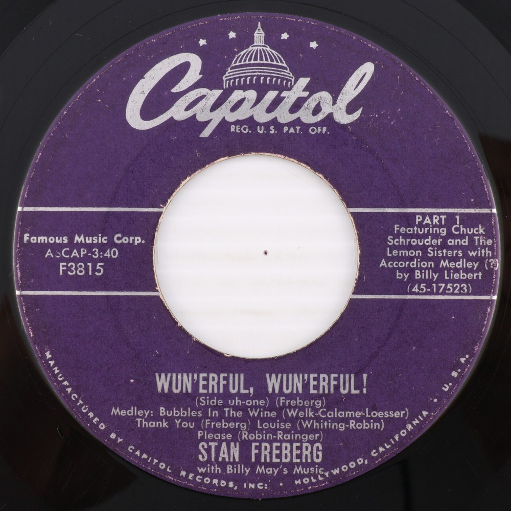Stan Freberg – Wun'erful, Wun'erful! - 1957 45 rpm 7