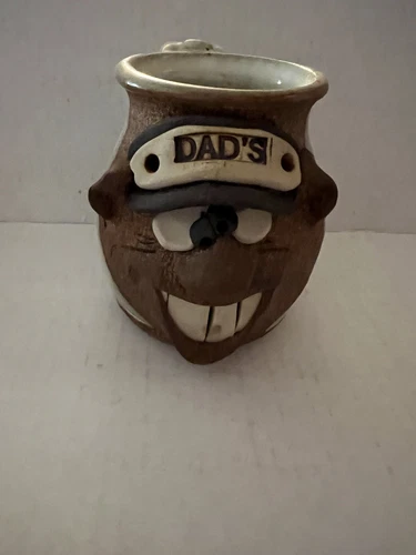 Dad’s Pottery coffee mug 3D funny face Vintage
