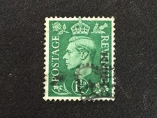 GB 1951 SG505 KING GEORGE VI 1½D PALE GREEN - USED KGVI