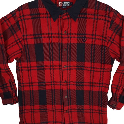 Vintage Ralph Lauren Chaps Flannel Shirt Red Black Lumberjack Mens Medium 1990's - Picture 5 of 11