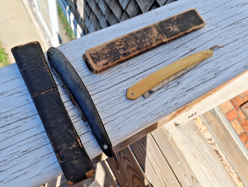 LOT Vintage Antique Shaving Straight Razors Stag Deer Bros Bone Celluloid EARLY