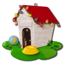 White Dog House Anamal Personalized Christmas Tree Ornament