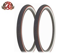 2 Alta Bicycle Cruiser Wire Bead Tires 26x2.125 Whitewall Red Line Classic Brick