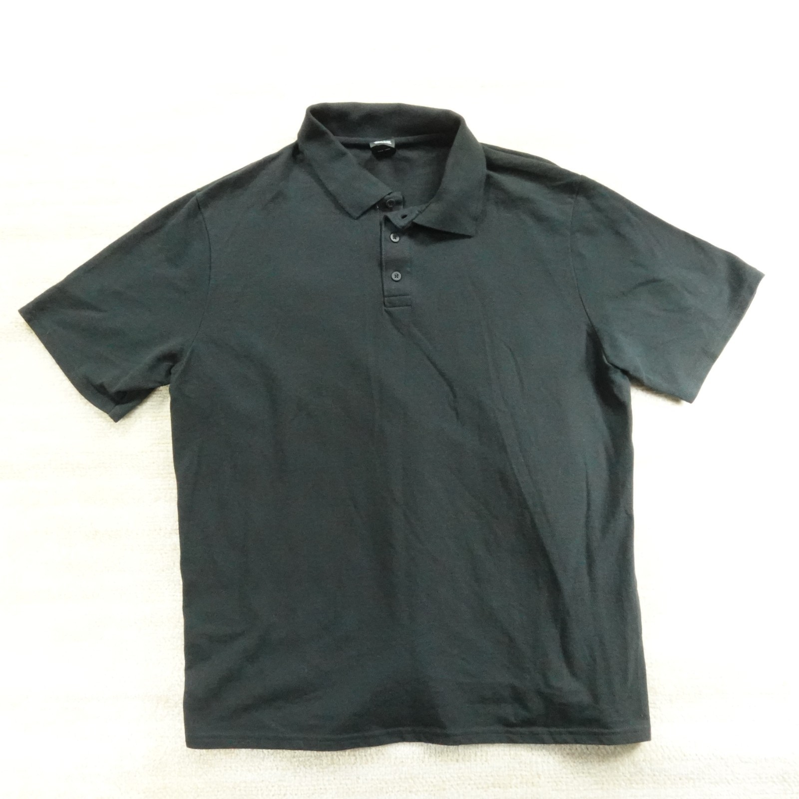 Hanes Shirt Mens Large Black Short Sleeve Polo Pique Cotton Blend