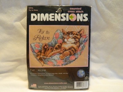 C-25 2004 DIMENSIONS COUNTED CROSS-STITCH KIT  TRY TO RELAX 