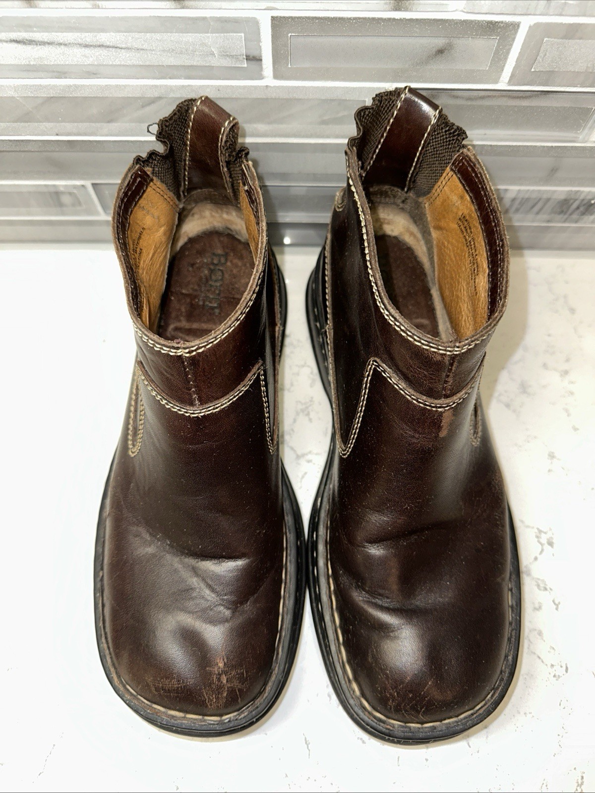 SAOLA Stivaletti Born donna 8 39 pelle marrone W99282G3 slip on suola gomma nuovi in ottime condizioni!