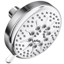 4 inch High Pressure Shower Head Chrome, 1.75 GPM, 5 Settings, Polished,