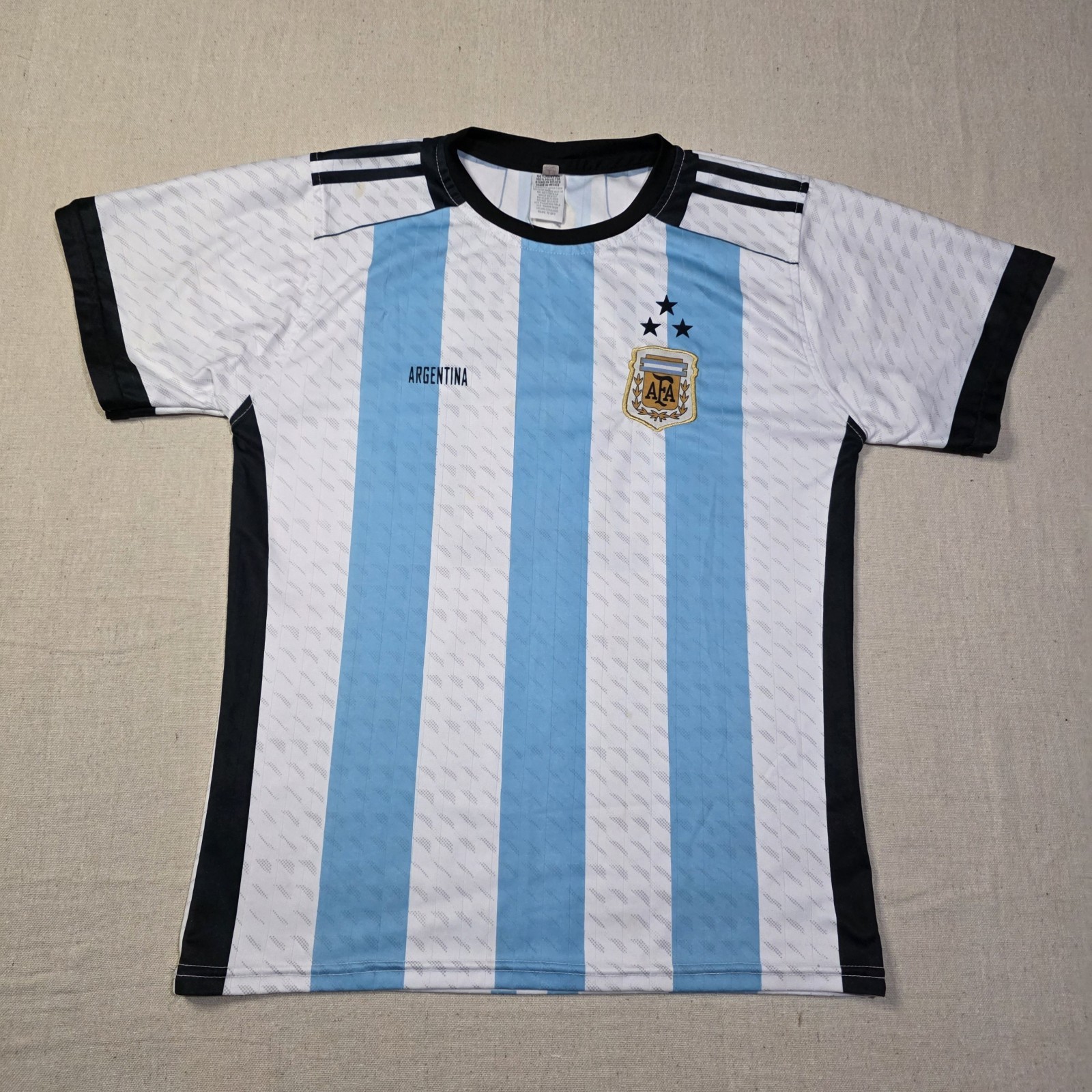 Argentina national futbol Soccer team Messi 2022 World Cup home jersey Size Y14