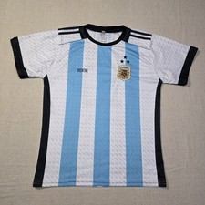 Argentina national futbol Soccer team Messi 2022 World Cup home jersey Size Y14 