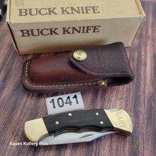 Buck Ranger 112 Finger Grooved Lockback Hunters Folding Knife USA 1980-81 W/Shea