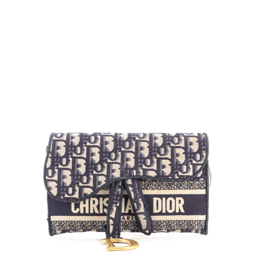 Christian Dior Saddle Slim Belt Pouch Logo Embroidered Oblique Canvas