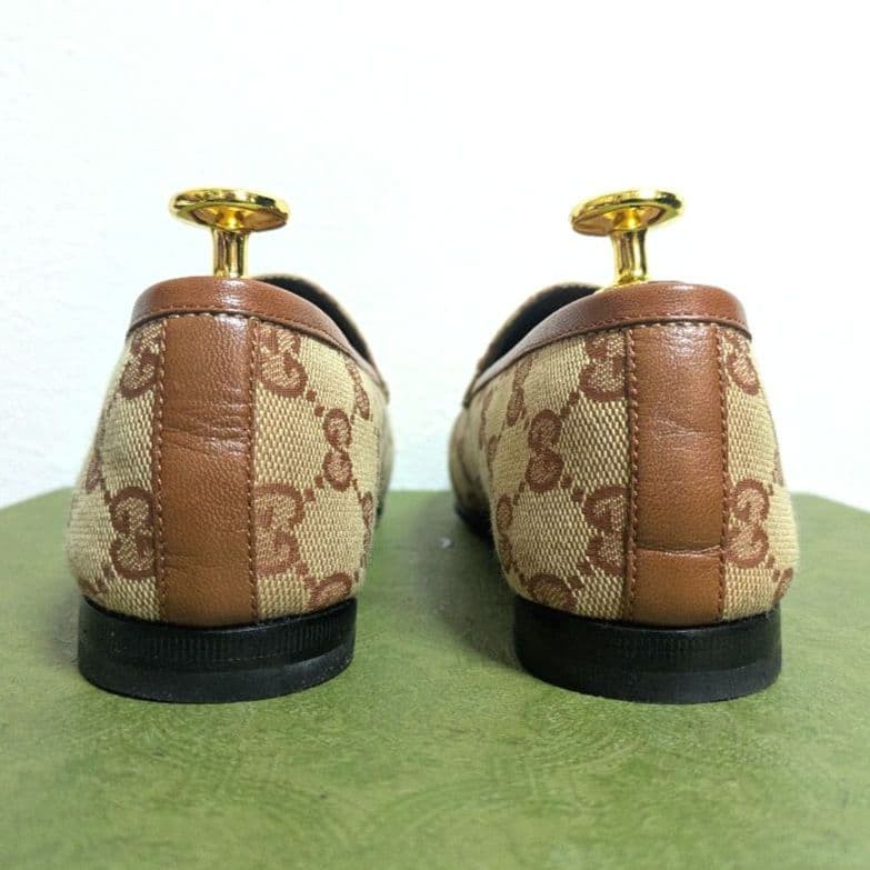 GUCCI Women's Loafers Horsebit GG Canvas Beige Size:36/JP:23 147846K Authentic thumbnail 6