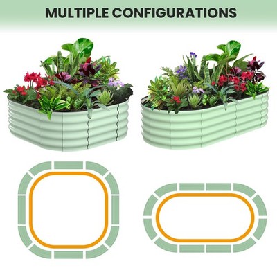 Garvee 2Pack 6x3x1 Ft Oval Metal Raised Garden Beds Tool-Free for Flowers NEW