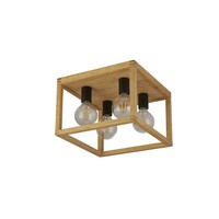 Deckenlampe Deckenleuchte Eckig Bambus B: 36 Cm Natur Schwarz 4-Flammig E27