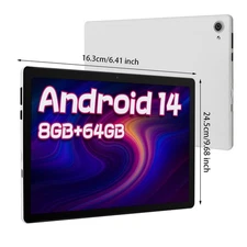 AEEZO Tablet 10.1 inch 8GB ROM 64GB RAM WIFI 5G Android 14 Bluetooth Dual Camera
