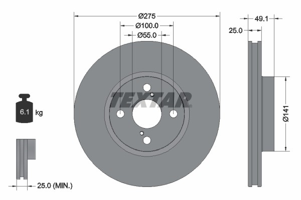 2X Textar 92126003 Bremsscheibe FüR Toyota-image