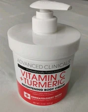 ADVANCED CLINICALS VITAMIN C + TURMERIC Brightening FACE BODY & CREAM 15 fl oz