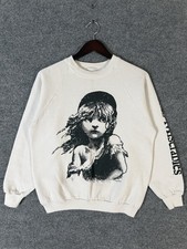Vintage Les Mis rables White Crewneck Pullover Sweatshirt 80s 90s 1986 Sz Large