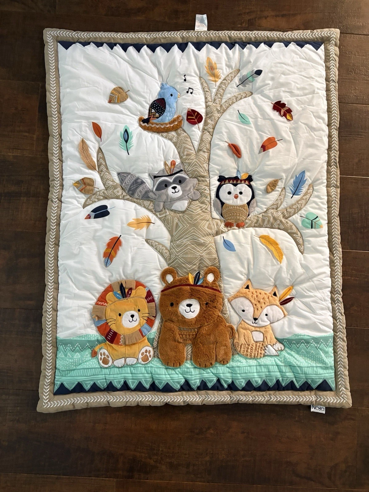 Beautiful Crib Quilt NoJo Aztec Forest nursery bedding