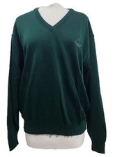 Vtg Izod Men L 100 Acrylic Green V-Neck Long Sleeve Sweater NWT