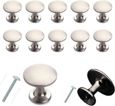 10Pieces Nickel Door Knobs for Cupboards with 20Pcs of 25Mm and 10Mm Screws, Cab