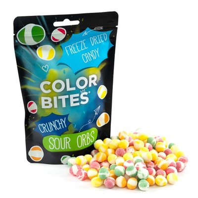 Color Bites Crunchy Sour Orbs | Gefriergetrocknete saure Süßigkeit, 100g