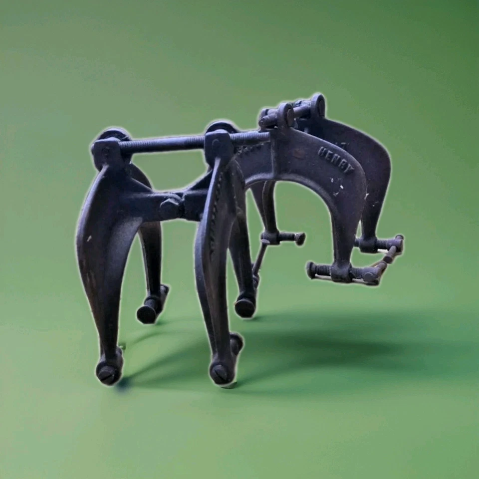 Outils Tapissier Ébéniste Paire serre-joints anciens Breveté SGDG Henry - Photo 3/4