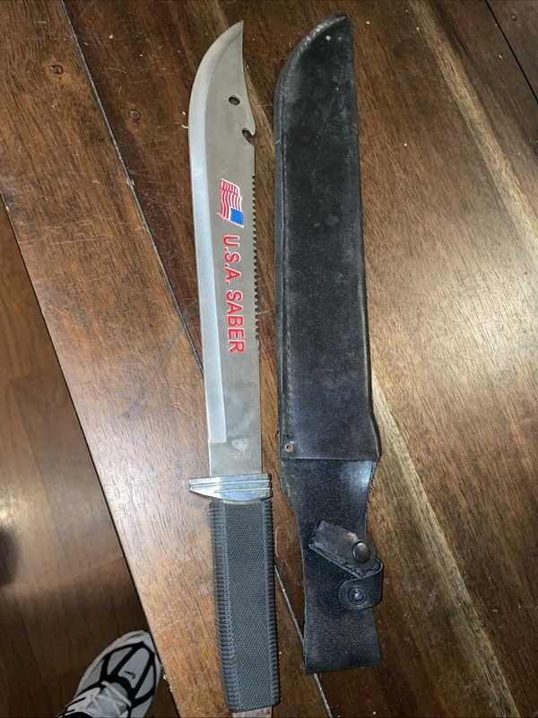 Sekizo Saber Fixed Blade USA Logo Saber 13” Machete w sheath Fee Shipping