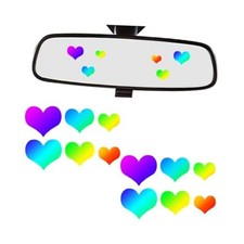 Car Rearview Mirror Decal, 2PCS Heart Vehicle Rear View Sticker, Multicolor