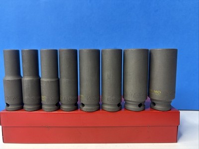 Genius Tools 8 Piece 3/8'' Drive METRIC DEEP IMPACT Socket Set w/ Case