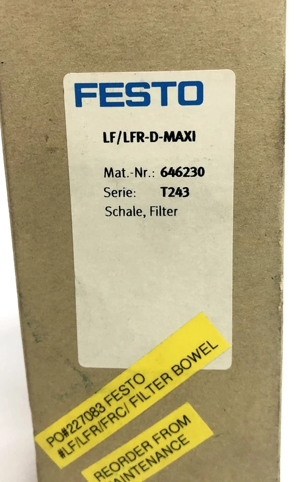 Tigela de policarbonato Festo 646230 T243 para filtro LF/LFR-D-MAXI NOS - Imagem 4 de 4