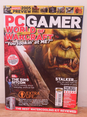Vintage PC Gamer Computer Magazine Warcraft Sims 2005 Issue 144