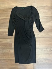 Lauren Ralph Lauren Ruched  black dress size 8  3/4 length sleeve 