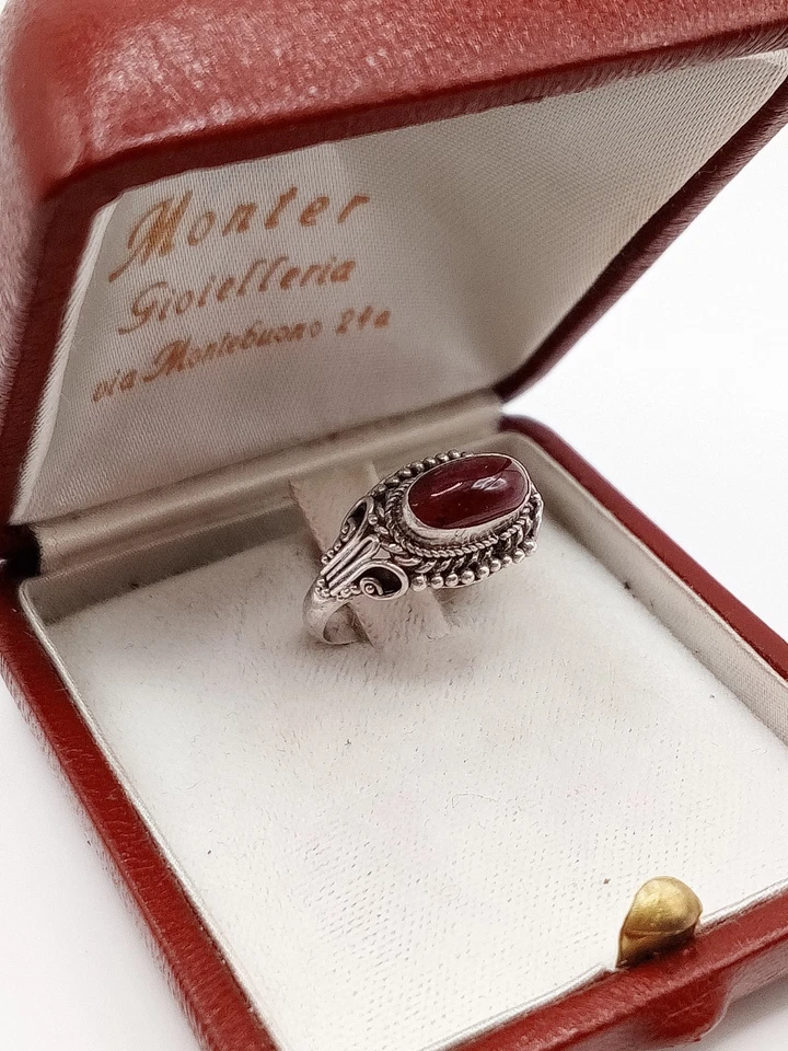 Anello vintage donna argento 925 Artigianale Corniola misura 13.5 - Immagine 3 di 4