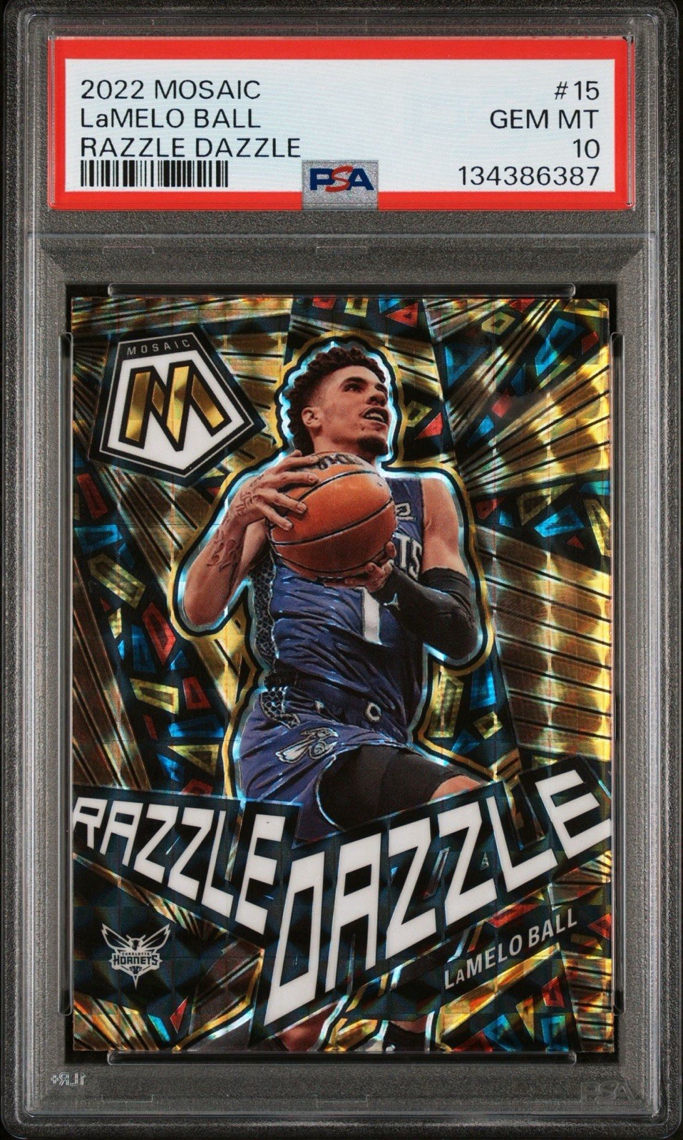 2022-23 Panini Mosaic LaMelo Ball #15 Razzle Dazzle SSP PSA 10