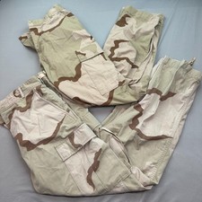 2 US Army Cargo Poplin Desert Camo Combats Trousers Sz 28 Small-Reg