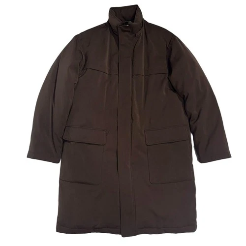 ZANTER OLNIS Men's Lightweight Down Coat Brown M Hood Missing Long Jacket - product listing photo