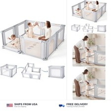 Baby Playpen, Foldable Playpens for Babies and Toddlers with Gate, Large