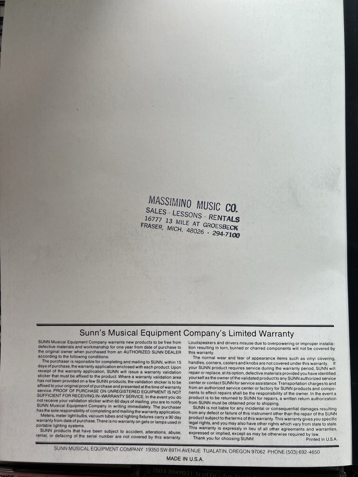 Sunn Amps Sound Reinforcement Systems 1984 Catalog Official Stage Sound PA