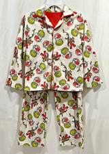 Dr Seuss The Grinch Kids Long Sleeve Button Up 2 Pc. Pajama Set Size 8 Christmas