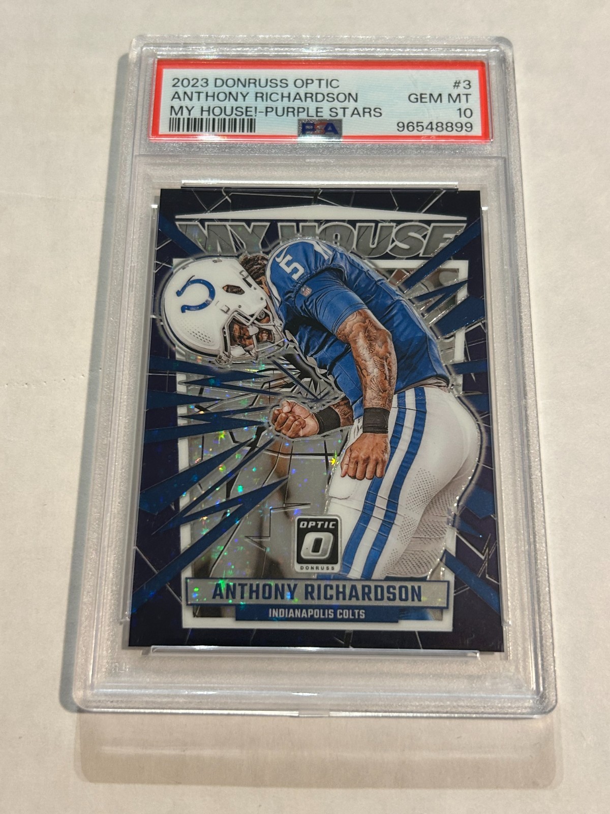 2023 DONRUSS OPTIC ANTHONY RICHARDSON 24/25 MY HOUSE PURPLE STARS RC PSA 10 JQ1