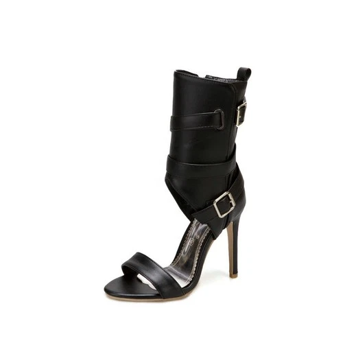 Roman Style Womens Open Toe Ankle Boots Sandals High Stiletto Heel Buckle Zipper - Bild 22 von 23