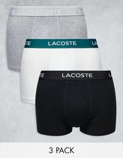 Image of Lacoste Men's Pack Of 3 Casual Trunks-Black / White / Grey Chine 